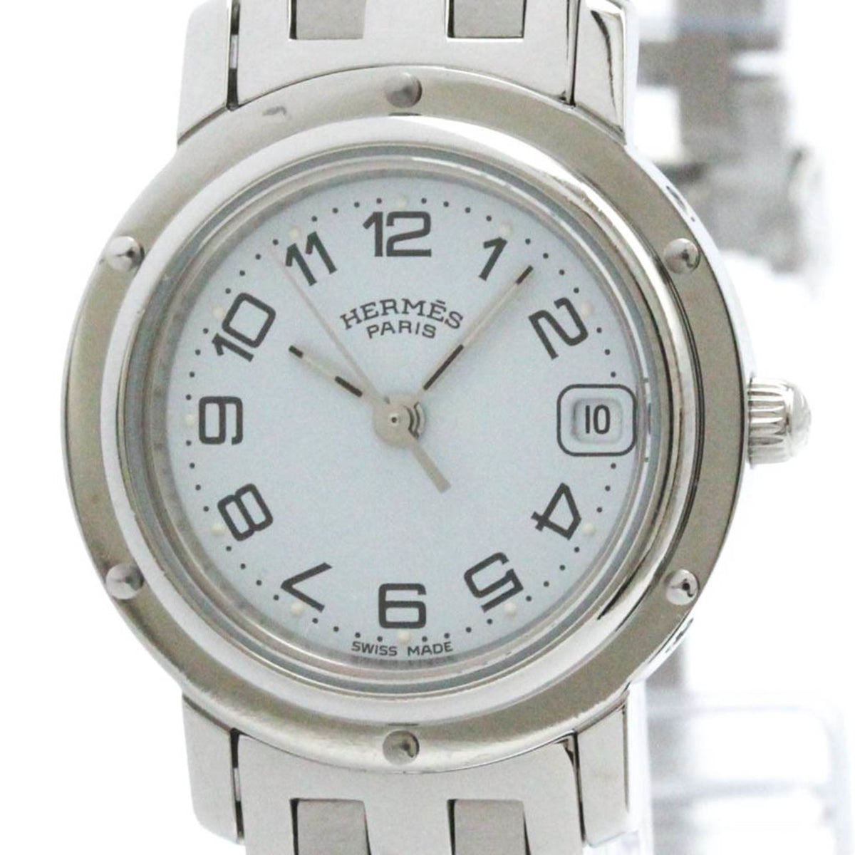 Montre Hermes Clipper d'occasion à quartz en acier inoxydable pour femme CL4.210 