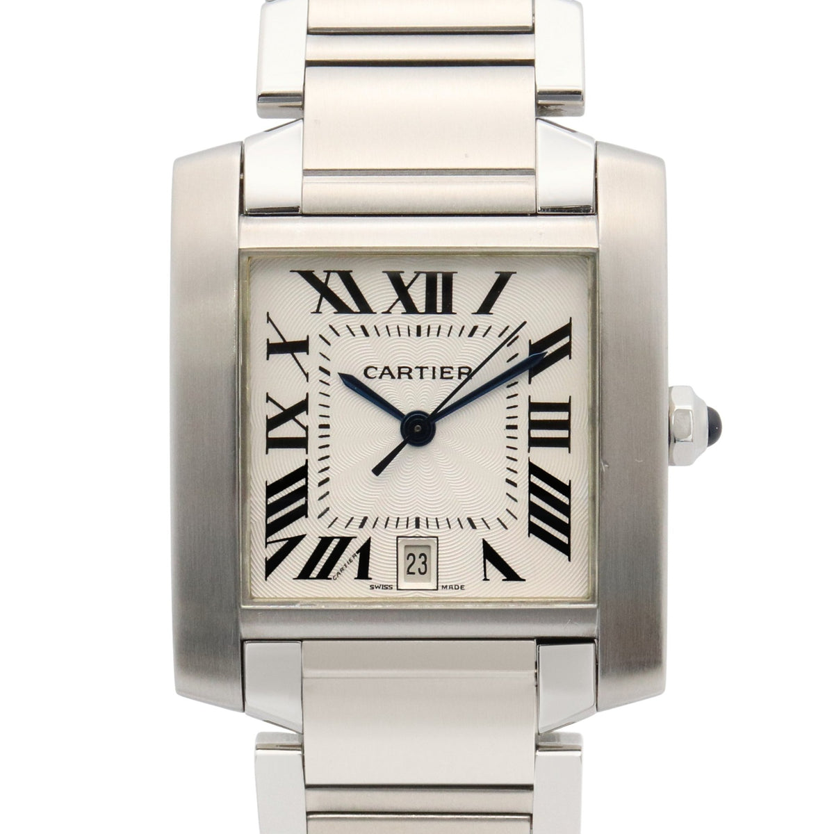 Pre-Owned Cartier Tank Fran?aise LM Men's Stainless Steel Watch, Silver (W51002Q3)