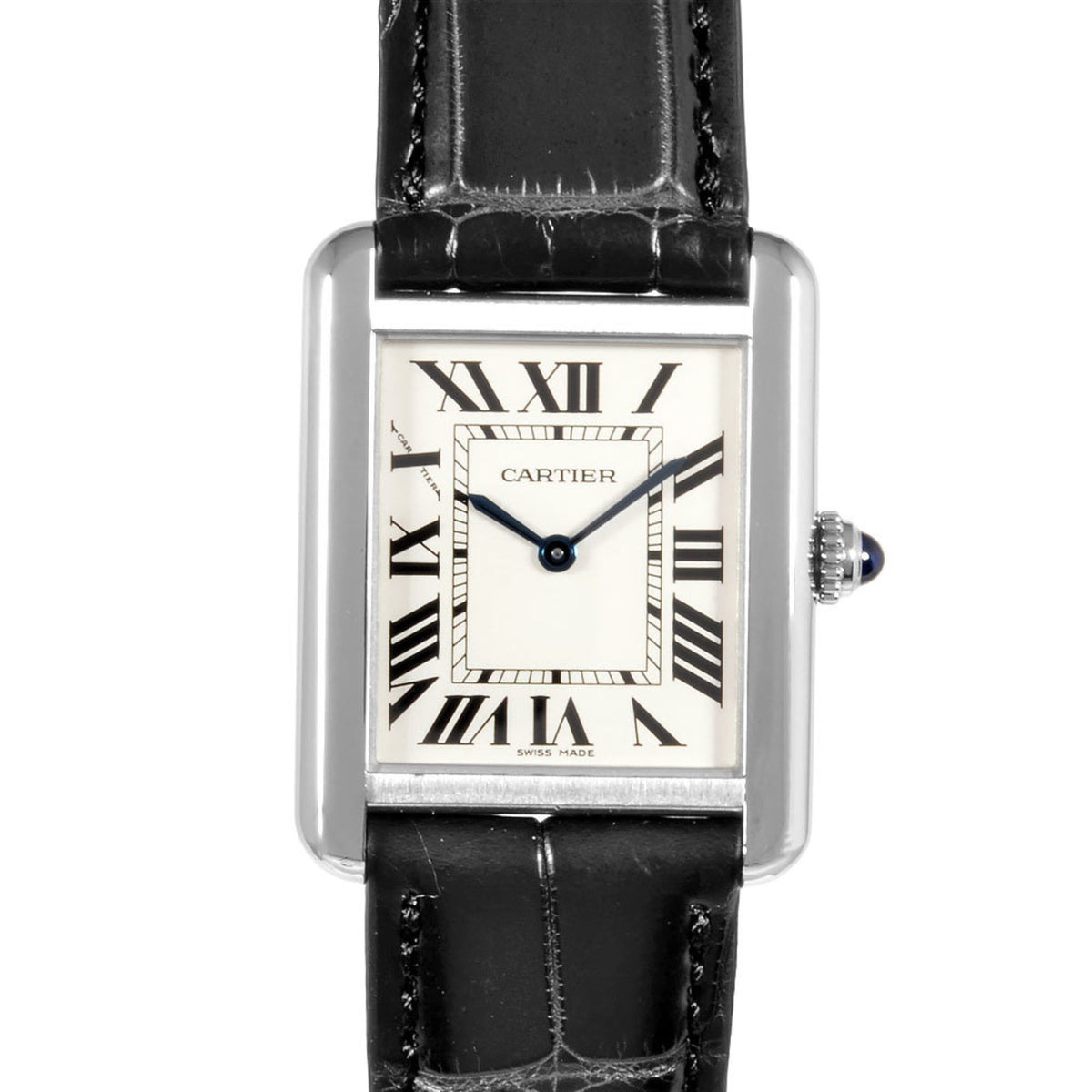 Gebrauchte Cartier Tank Solo SM Uhr Quarz Silber Zifferblatt SS Damen 