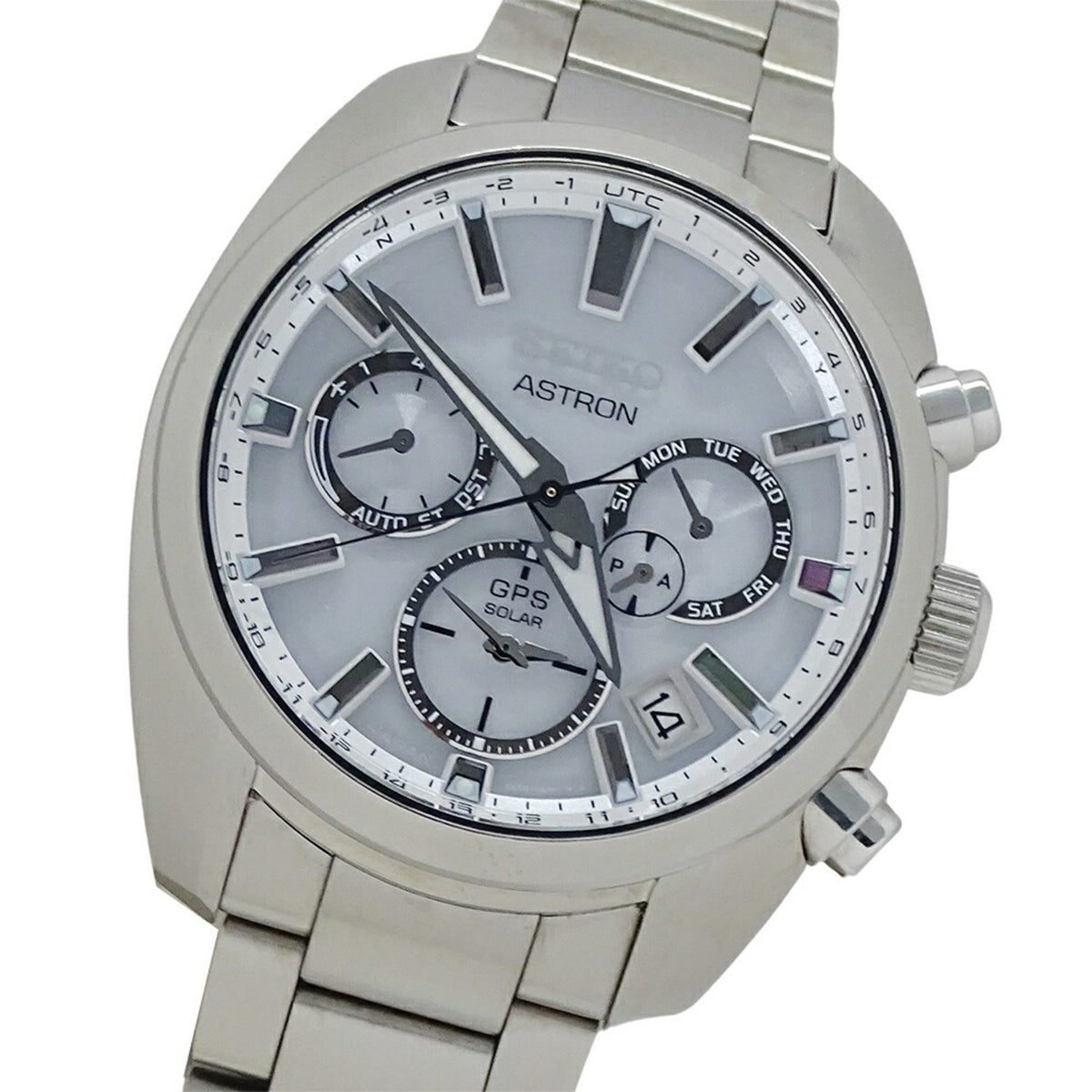 Pre-Owned Seiko Astron 5X53-0AJ0 SBXC047 Men's Watch GPS Solar Radio Stainless Steel SS Silver White