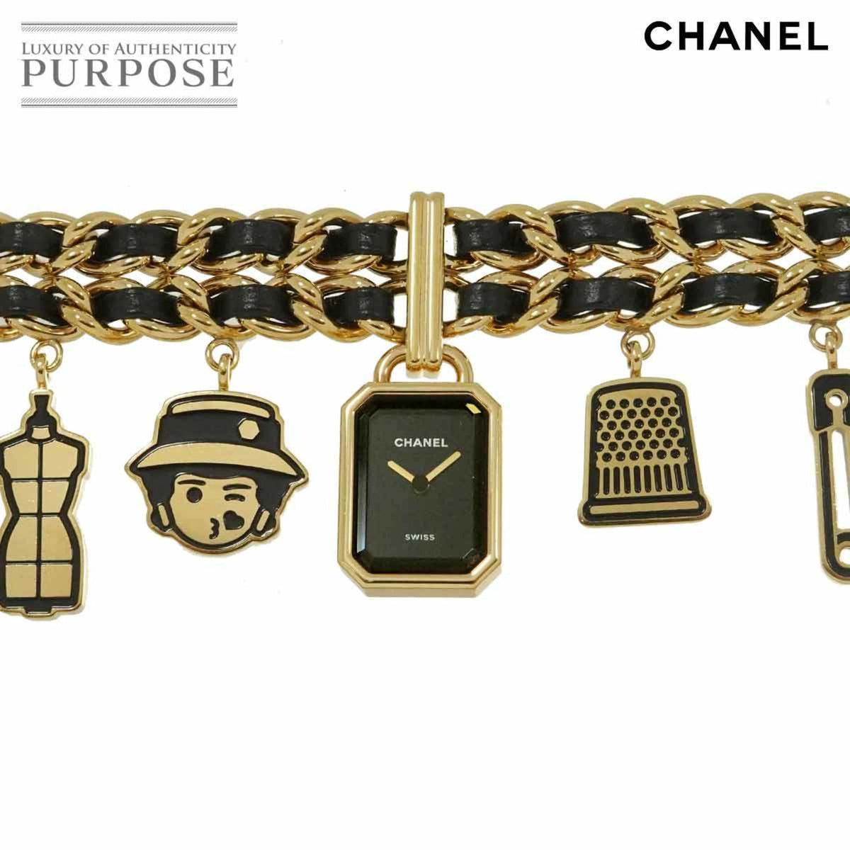 Pre-Owned CHANEL Premiere Charm Couture M H9859 Women's Black and Gold Quartz Watch