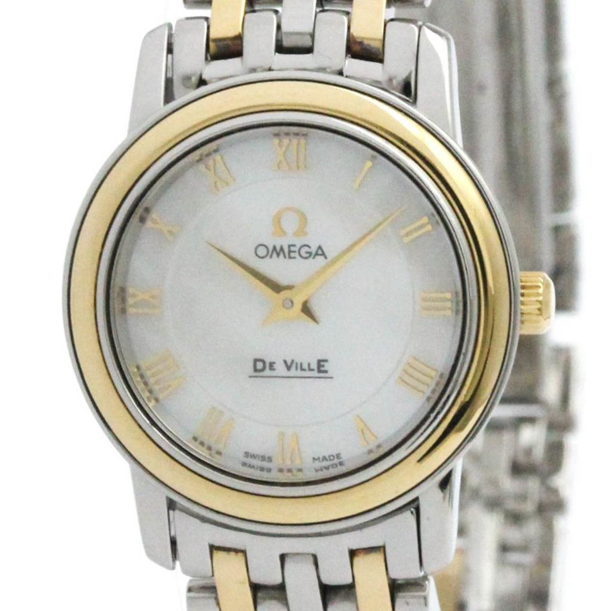 Pre-Owned OMEGA De Ville Prestige MOP Dial 18K Gold Steel Ladies Watch 4370.71 Polished