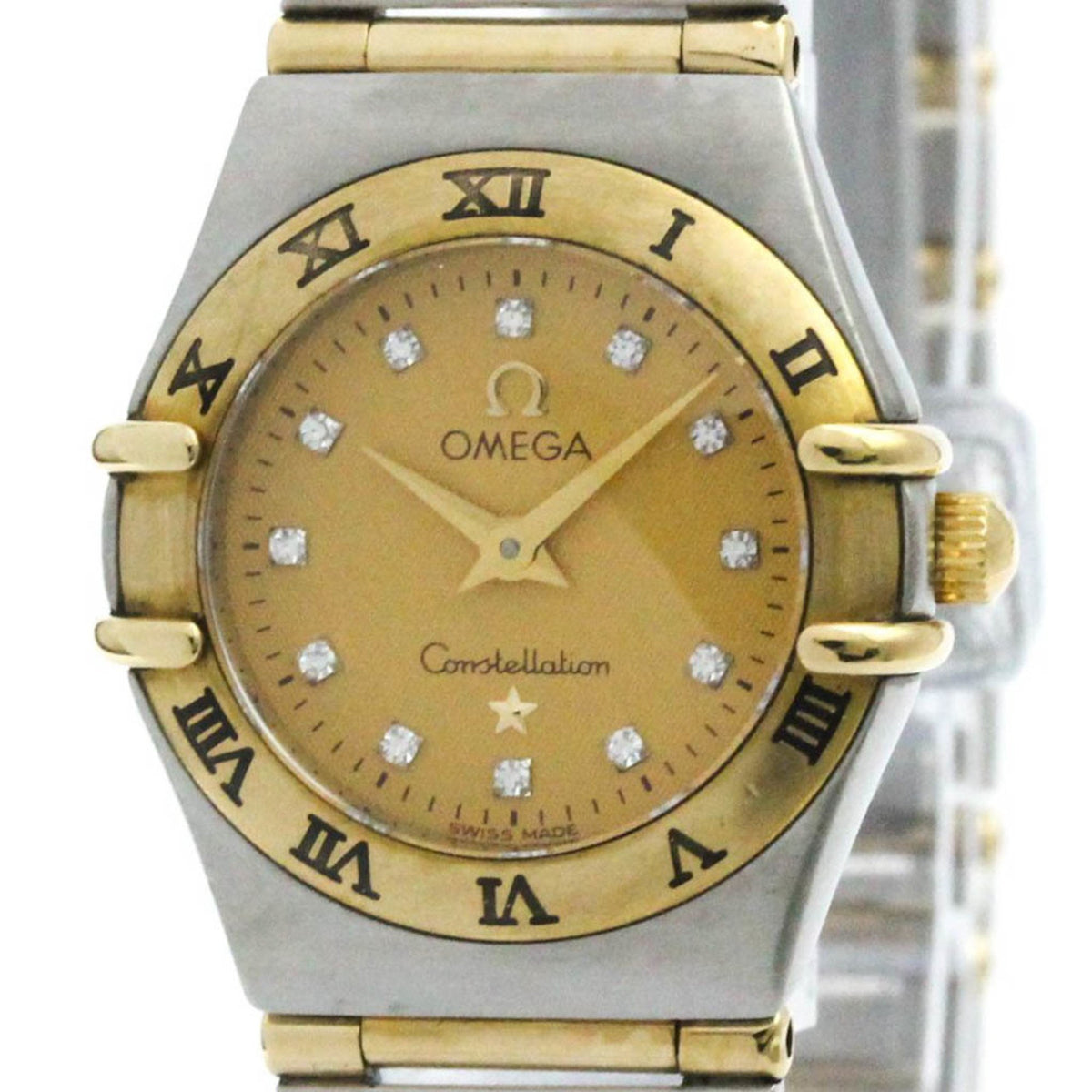 Pre-Owned Polished OMEGA Constellation Diamond 18K Gold Steel Watch 1262.15 BF582419