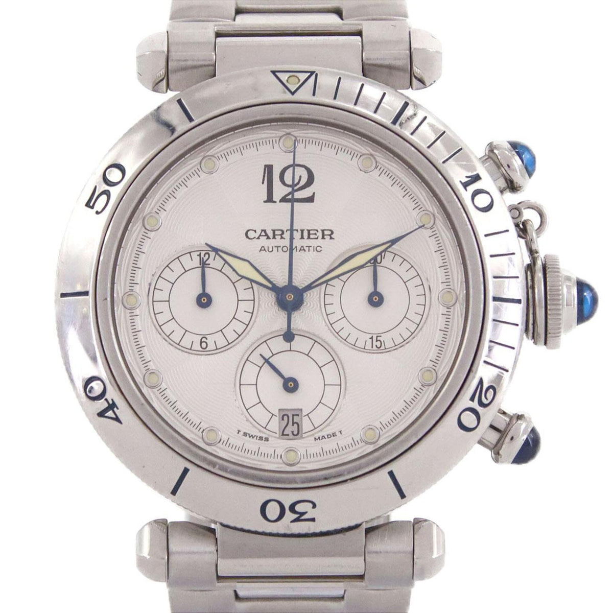 Pre-Owned Cartier Pasha Chronograph W31030H3 Stainless Steel Automatic Watch