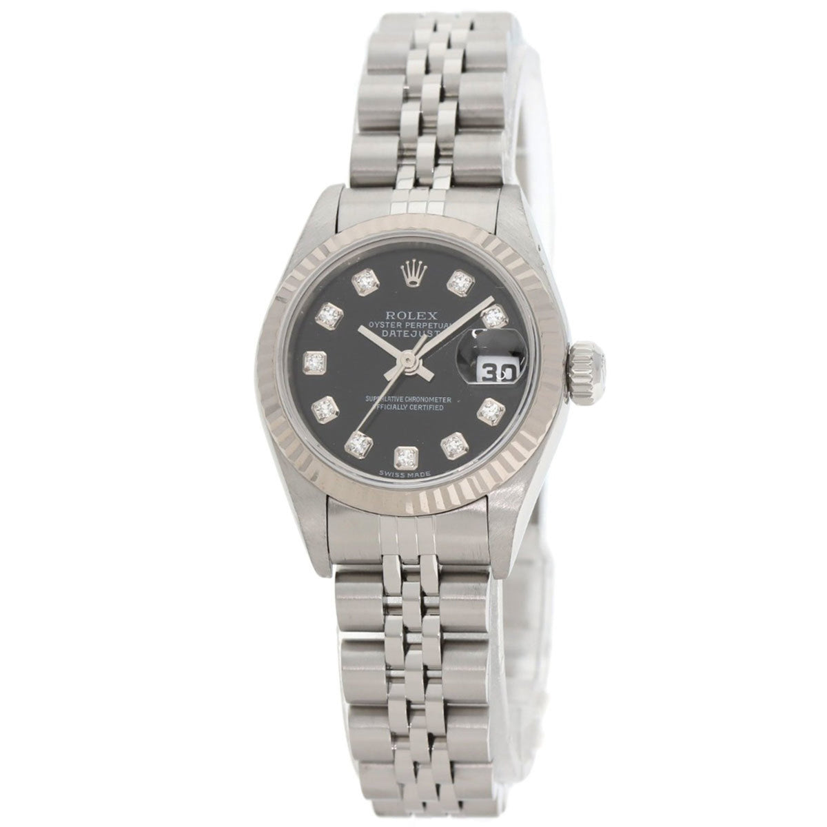 Pre-Owned Rolex 79174G Datejust 10P Diamond Watch in Stainless Steel SS 18K White Gold for Women