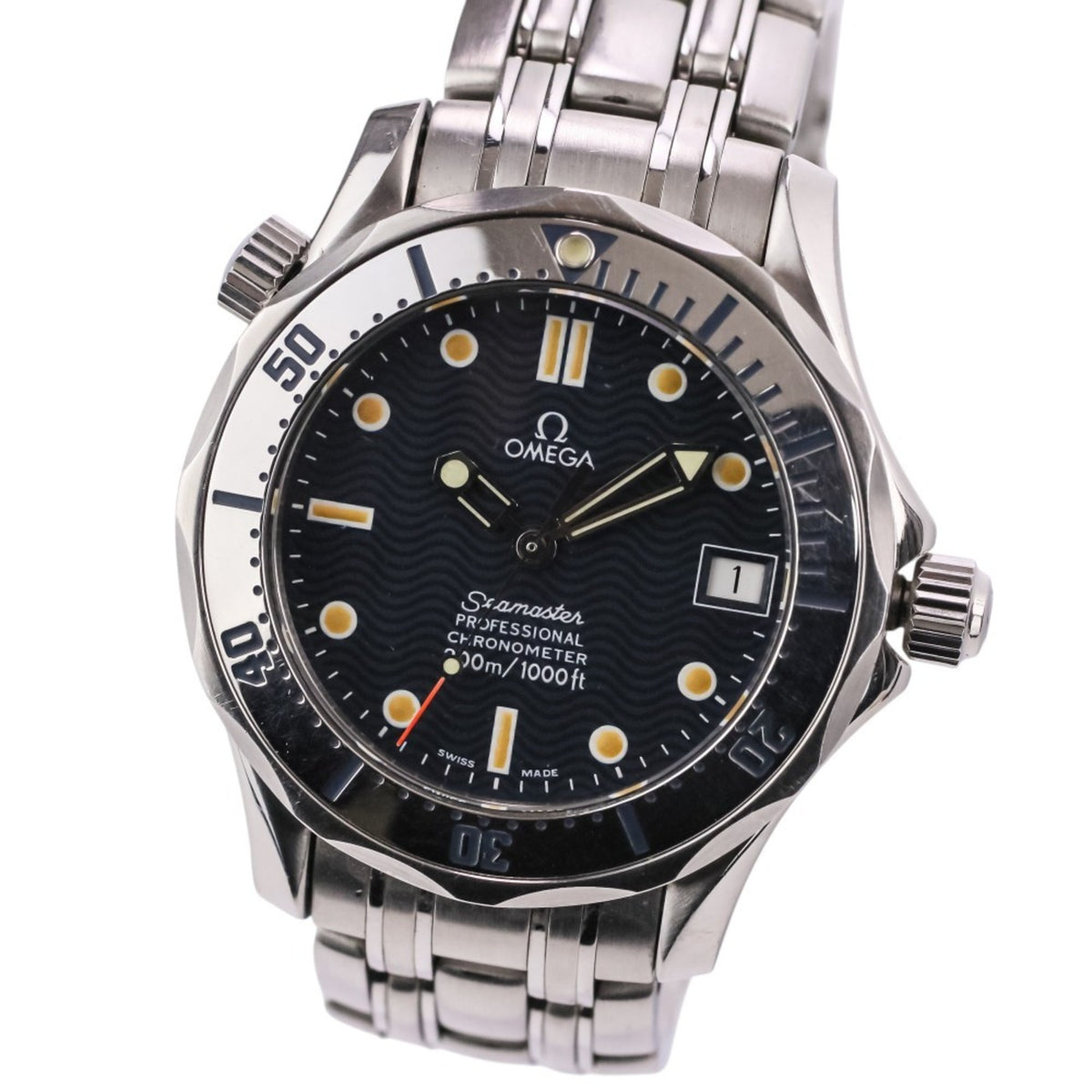 Pre-Owned OMEGA Seamaster Professional Chronometer Automatic Watch, Navy Dial, 2552 80, Boys' Size, Silver Color, Men's