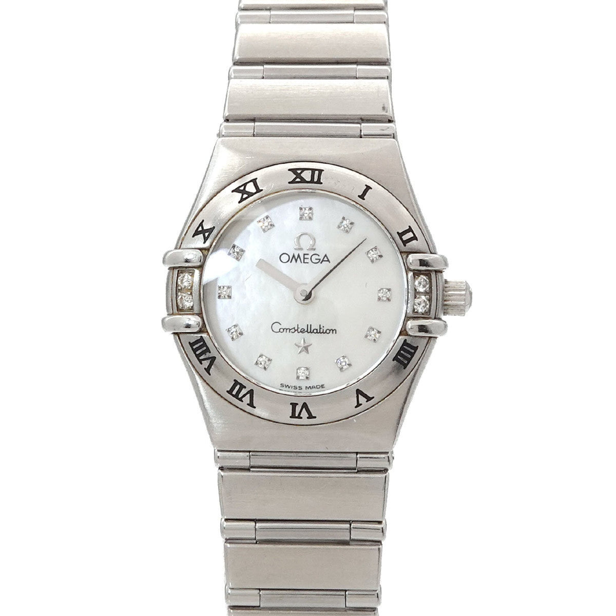 Pre-Owned Omega Constellation Mini My Choice 1566 76 4P Diamond Bezel Ladies Watch 12P White Shell Quartz