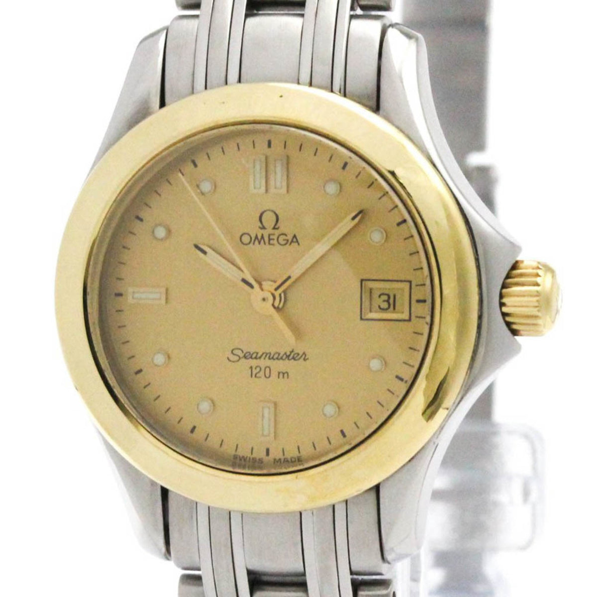 Pre-Owned OMEGA Seamaster 120M 18K Gold Steel Ladies Watch 2371.10 Polished