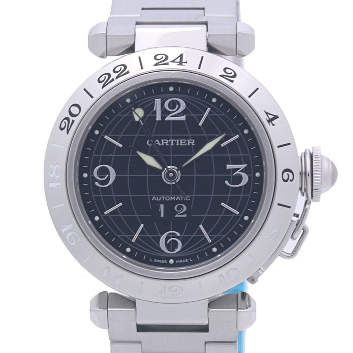 Pre-Owned CARTIER Pasha C Meridian GMT Big Date W31049M7 Boys' Stainless Steel Watch 40265