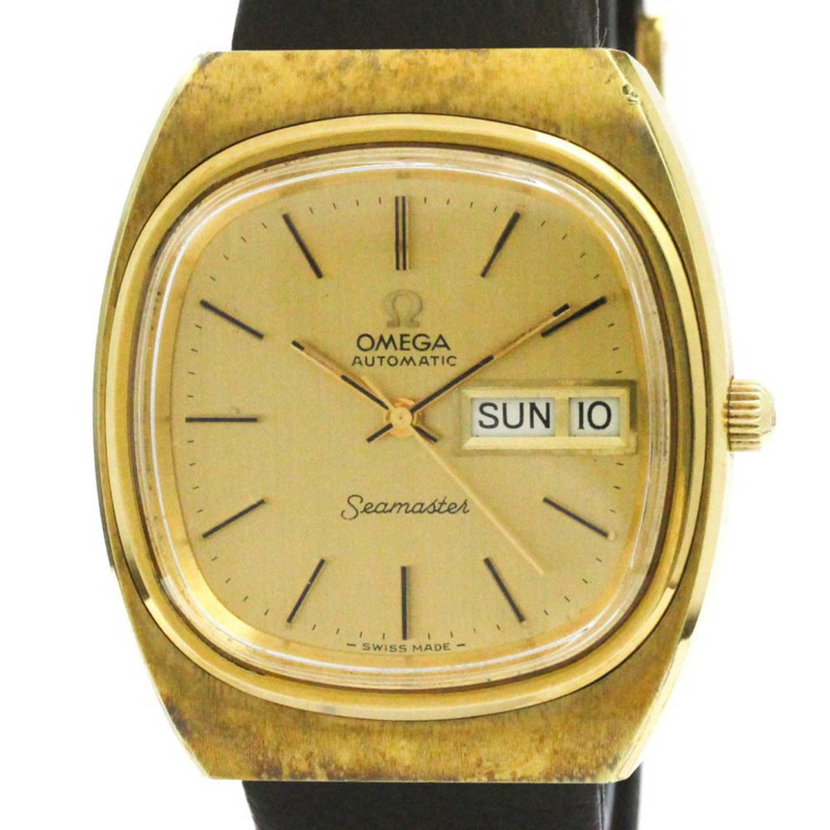Pre-Owned OMEGA Seamaster Day Date Cal 1022 Gold Plated Automatic Watch 166.0211 BF581997