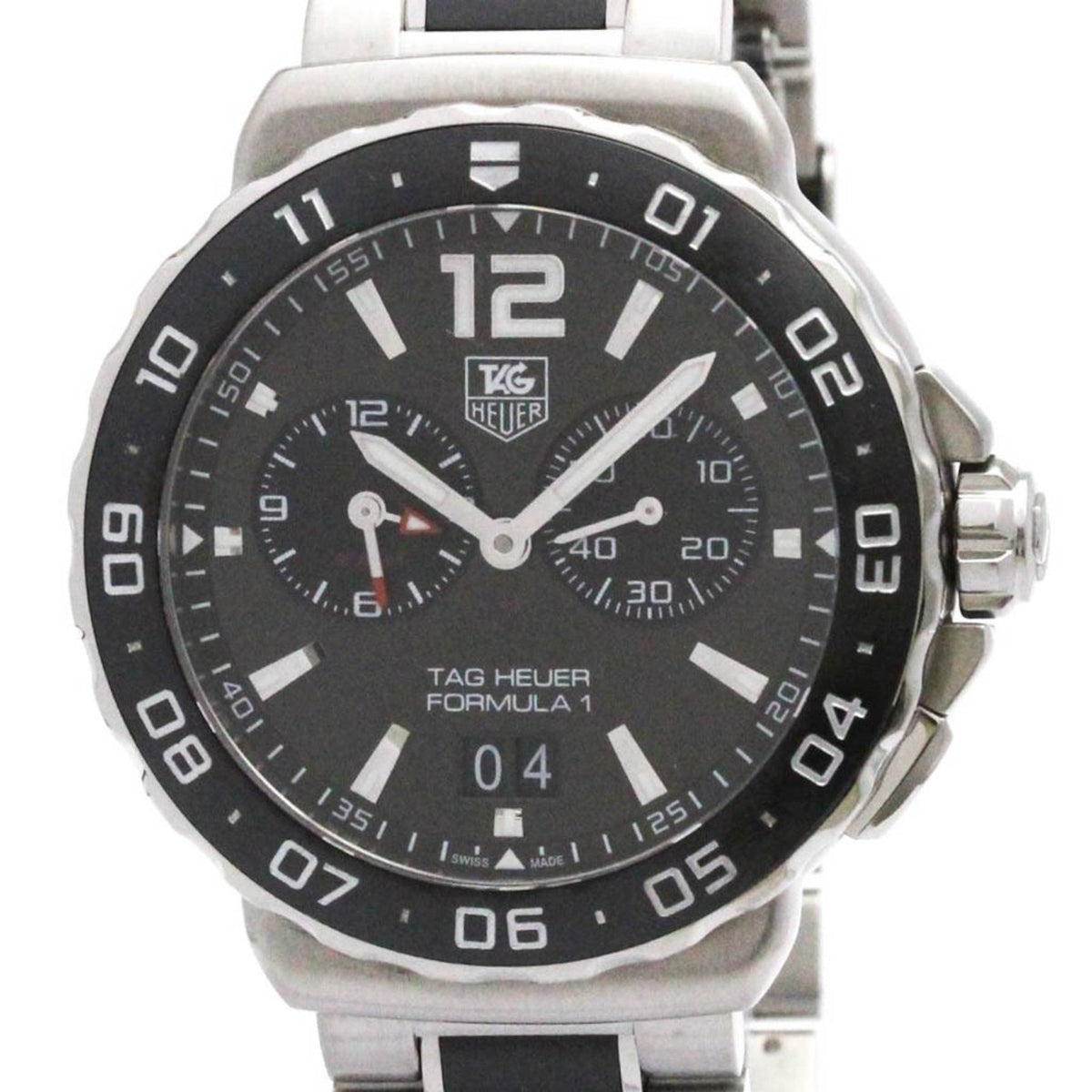 Pre-Owned TAG HEUER Formula 1 Grand Date Alarm Steel Mens Watch WAU111C Polished