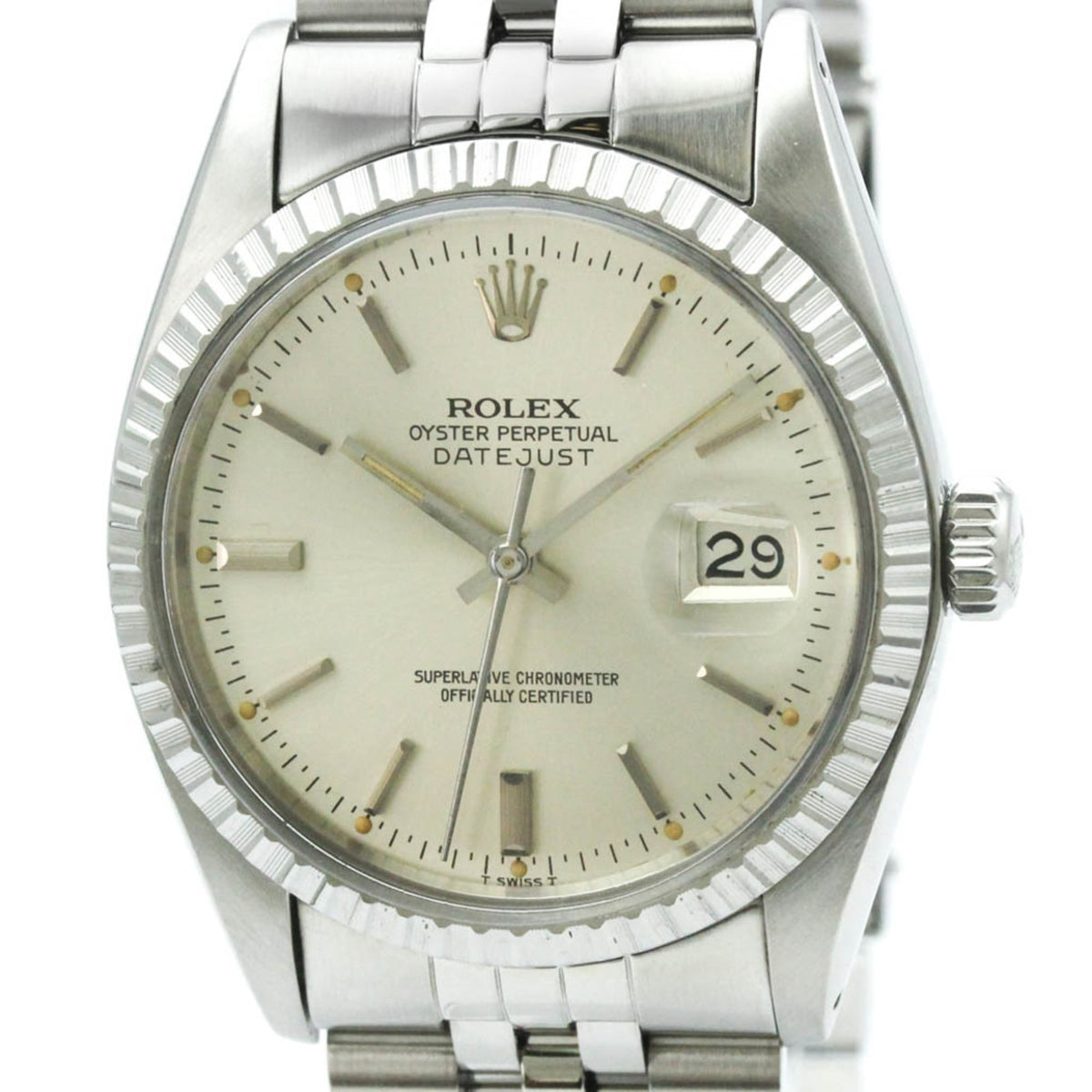 Pre-Owned ROLEX Datejust 18K White Gold Steel Automatic Mens Watch 16030 Polished