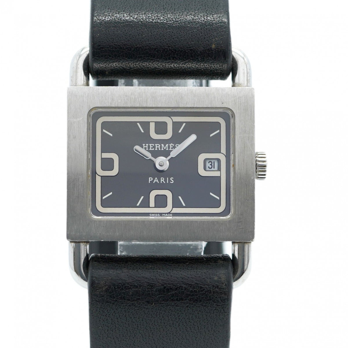 Pre-Owned Herm?s Barenia BA1.210 Women's Watch with Gray Dial
