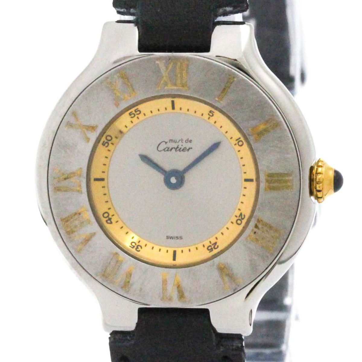 Pre-Owned CARTIER Must 21 Gold Plated Steel Quartz Ladies Watch W10073R6 Polished