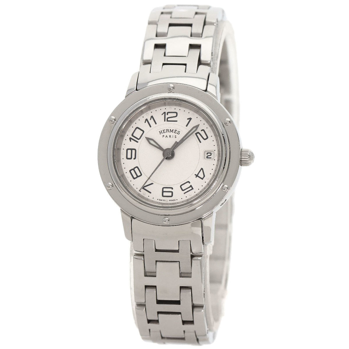 Montre Hermes Clipper classique CP1.210 d'occasion en acier inoxydable pour femme 