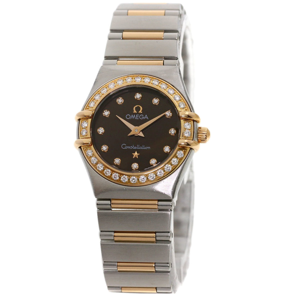 Pre-Owned OMEGA 1358.60 Constellation 12P Bezel Diamond Watch Stainless Steel SSxK18PG Ladies