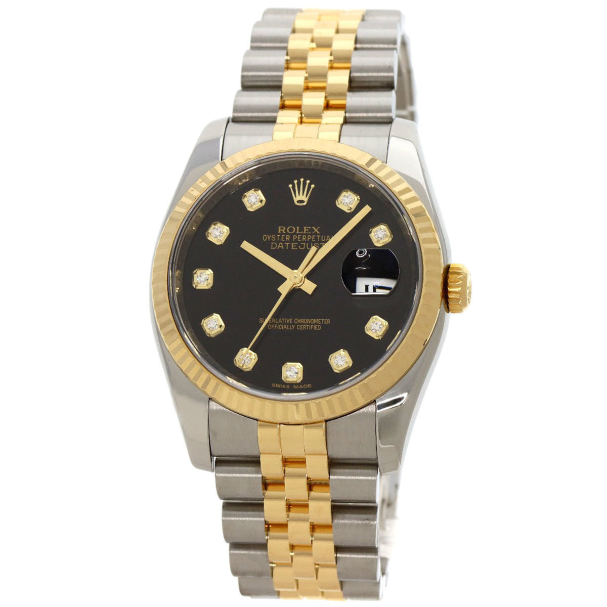 Pre-Owned Rolex 116233G Datejust 10P Diamond Watch Stainless Steel SSxK18YG K18YG Men's ROLEX