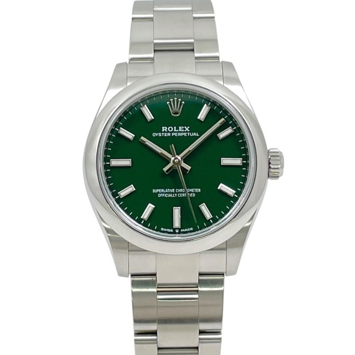 Pre-Owned ROLEX Oyster Perpetual 31 277200 Stainless Steel Women's Watch, Automatic, Green, 2021 Warranty