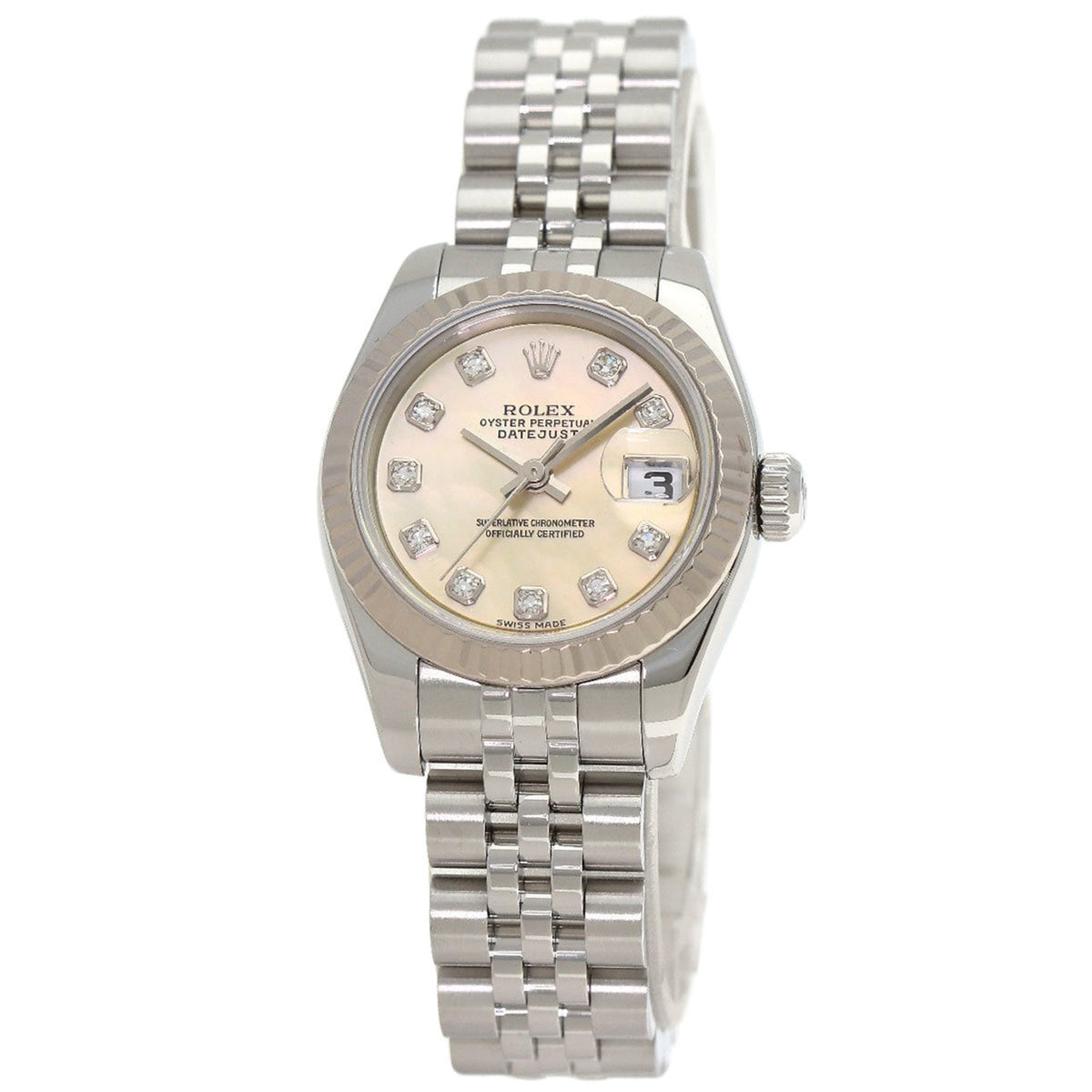 Pre-Owned Rolex 179174NG Datejust 10P Diamond Watch Stainless Steel SS K18WG Ladies ROLEX