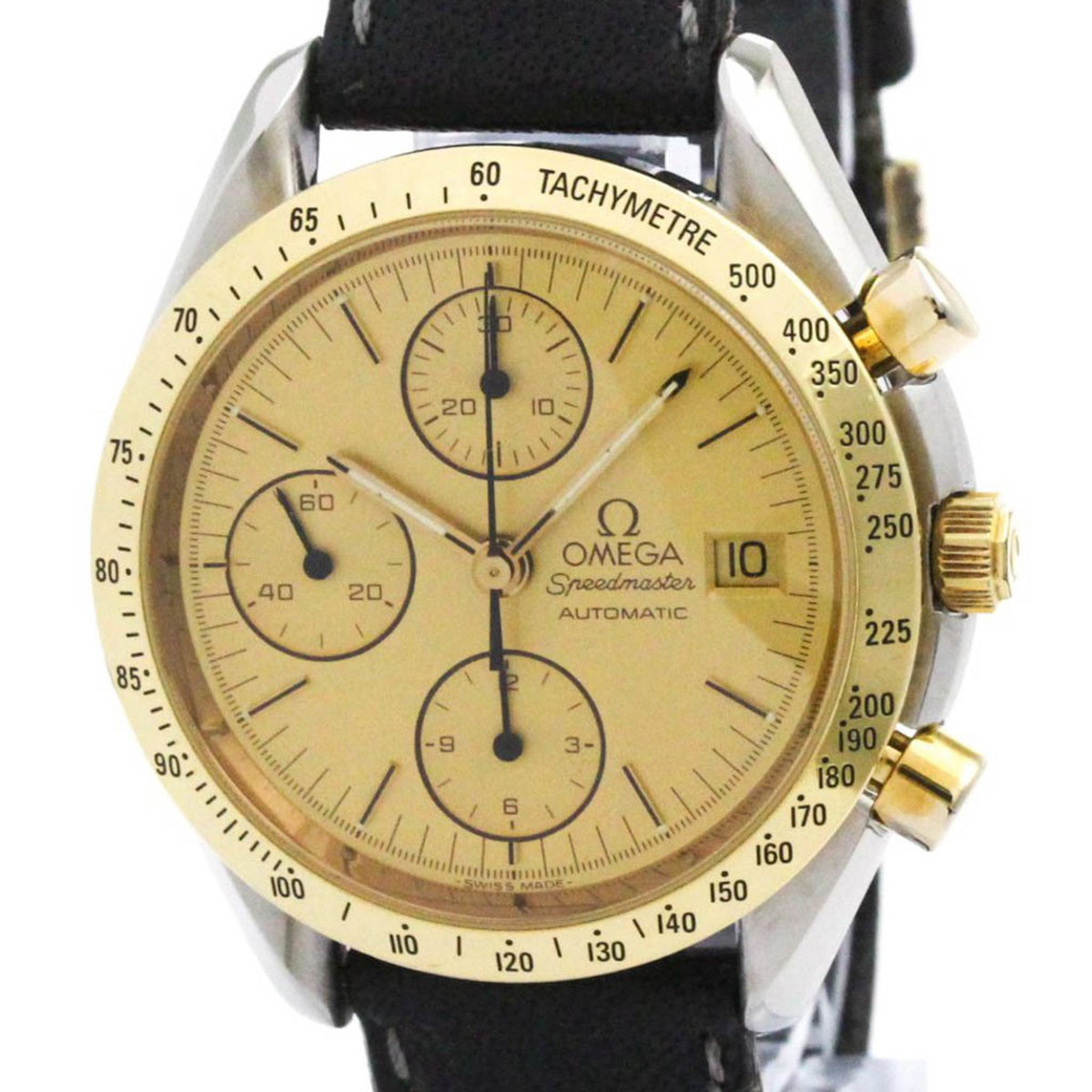 Pre-Owned OMEGA Speedmaster 18K Gold Steel Automatic Mens Watch 3712.10 Polished