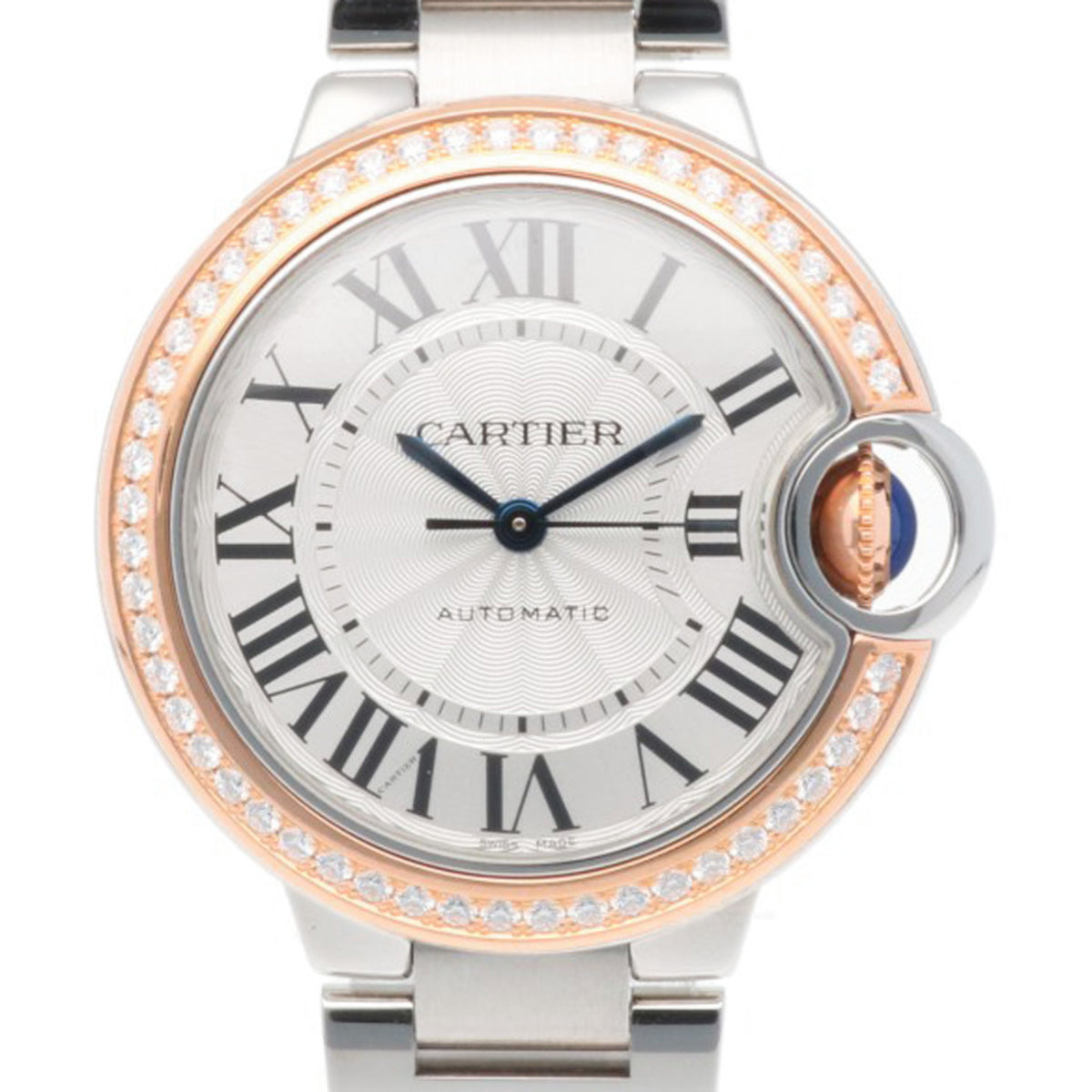 Pre-Owned Cartier Ballon Bleu Wristwatch, Stainless Steel 3753 Automatic Movement, Overhauled, Ladies' Watch, Diamond Bezel