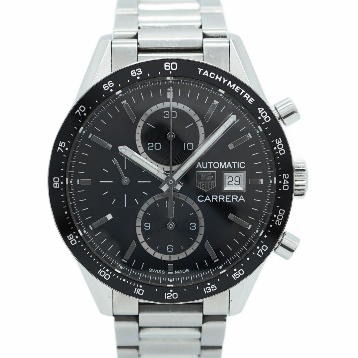 Pre-Owned TAG Heuer Carrera CV201AL-1 Black Dial Men's Watch
