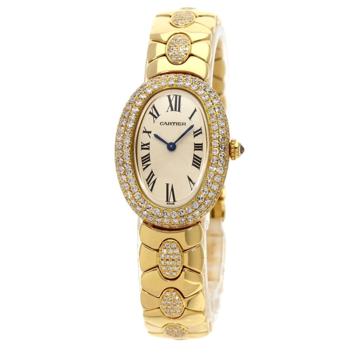 Pre-Owned Cartier 1920 Baignoire SM Diamond Manufacturer Complete (2023.10) Wristwatch K18 Yellow Gold K18YGxDiamond Ladies