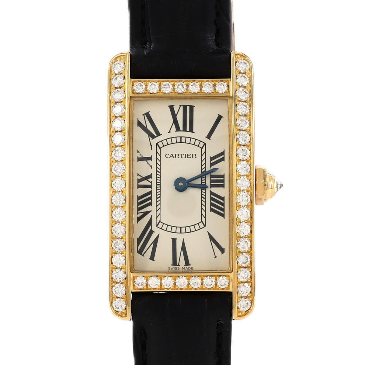 Pre-Owned Cartier Tank Am?ricaine SM Yellow Gold Cross D WB707231 Quartz Watch