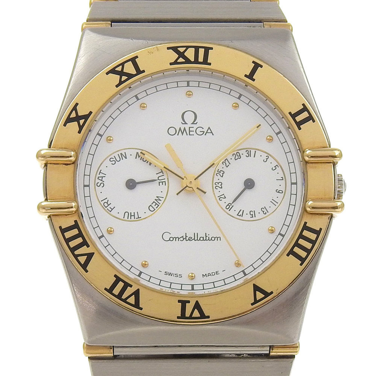 Pre-Owned OMEGA Constellation Watch Day Date 1370.20 Stainless Steel Quartz Analog Display White Dial Boys