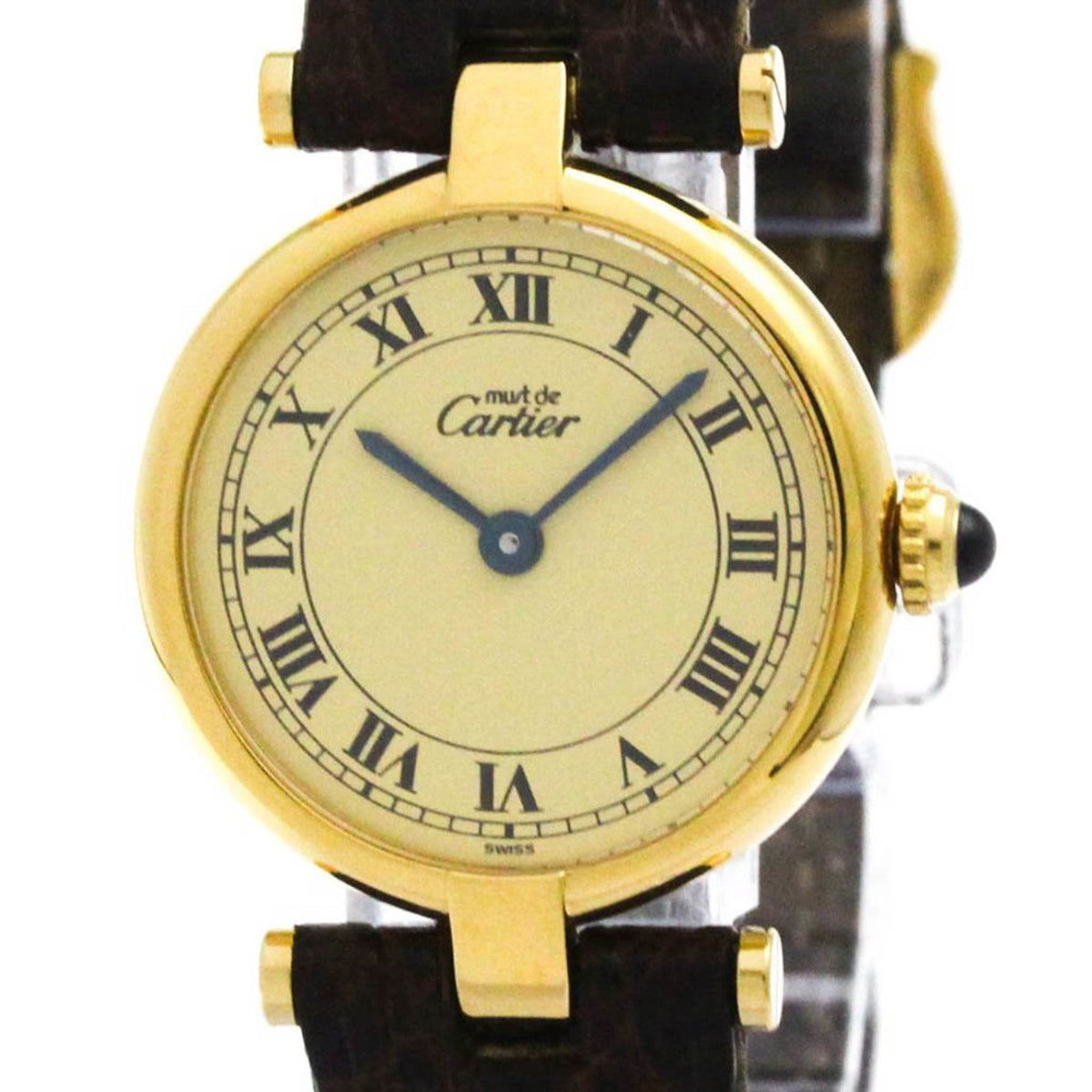 Pre-Owned CARTIER Must Gold Plated Leather Quartz Ladies Watch
