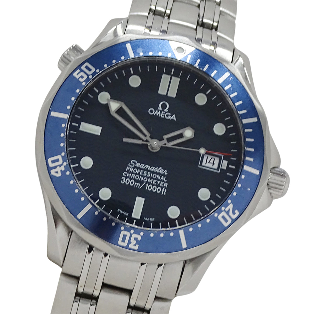 Pre-Owned OMEGA Seamaster 2531.80 Men's Watch, Brand Professional, 300m, Date, Automatic, Stainless Steel, Silver, Blue, Polished