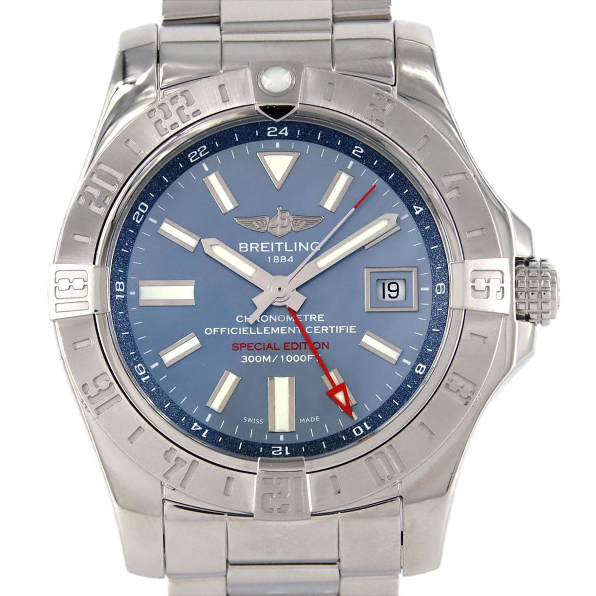 Pre-Owned Breitling Avenger GMT Blue Mother of Pearl JAPAN LTD A32390 A329CMPPSS SS Wristwatch Automatic