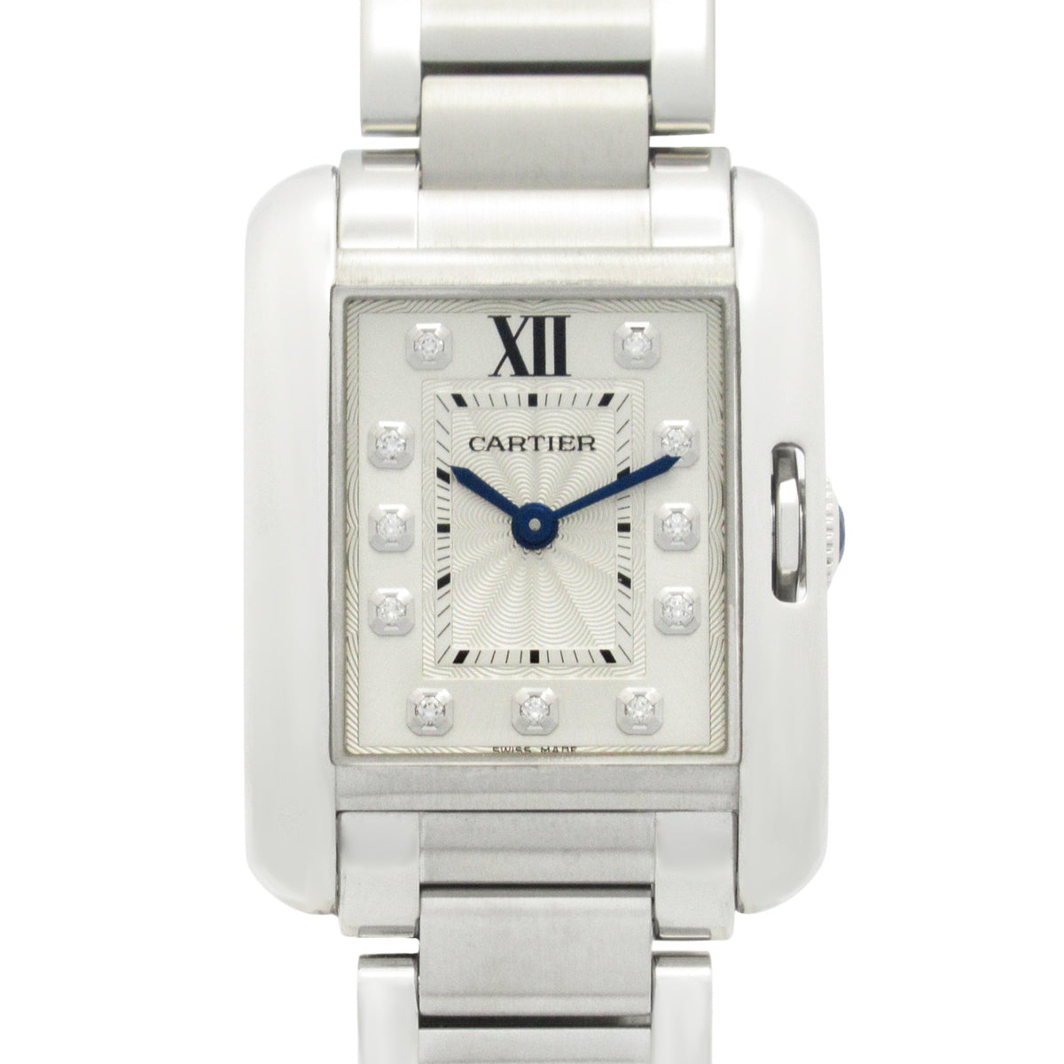 Pre-Owned Cartier Tank Anglaise SM 11-Piece Diamond Watch, Stainless Steel, Women's, Silver, W4TA0003