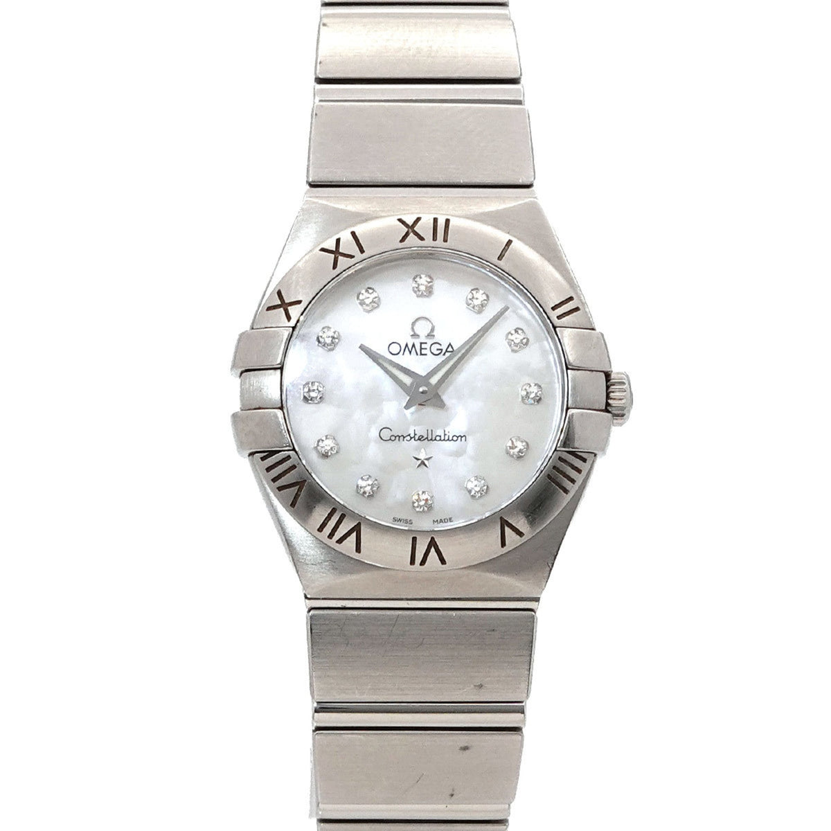 Pre-Owned Omega Constellation 123 10 24 60 55 001 Ladies' Watch 12P Diamond White Shell Quartz
