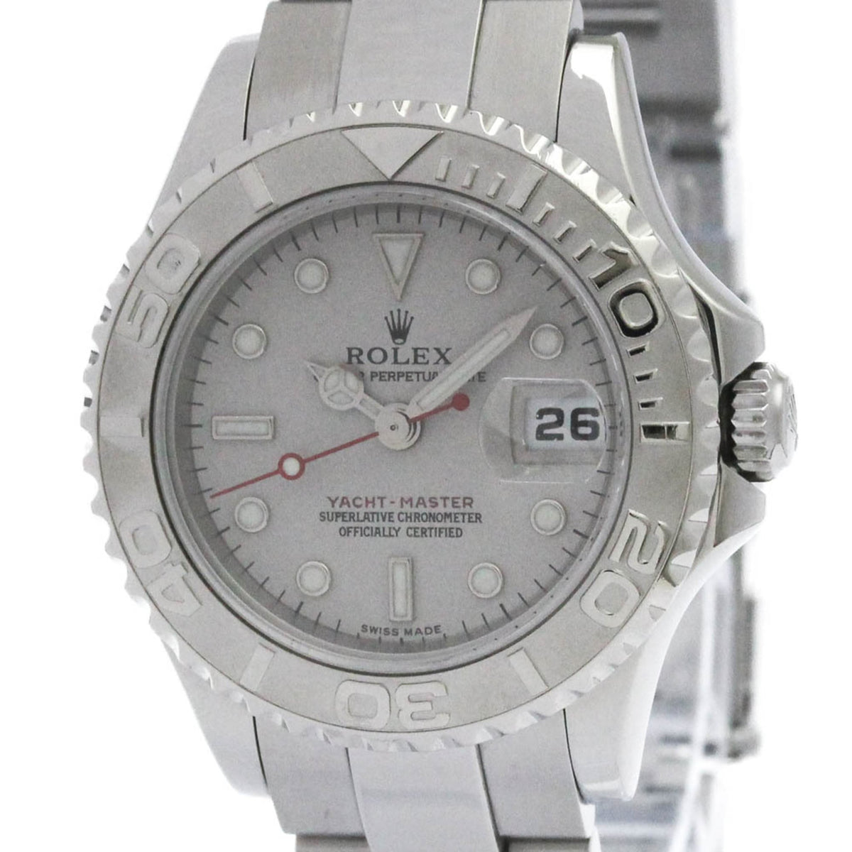 Pre-Owned ROLEX Yacht-Master Platinum Steel Automatic Ladies Watch 169622 Polished