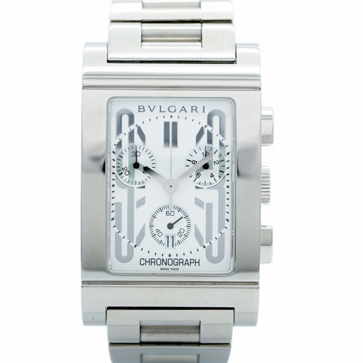 Pre-Owned Bvlgari Rettangolo RTC49S White Dial Men's Watch