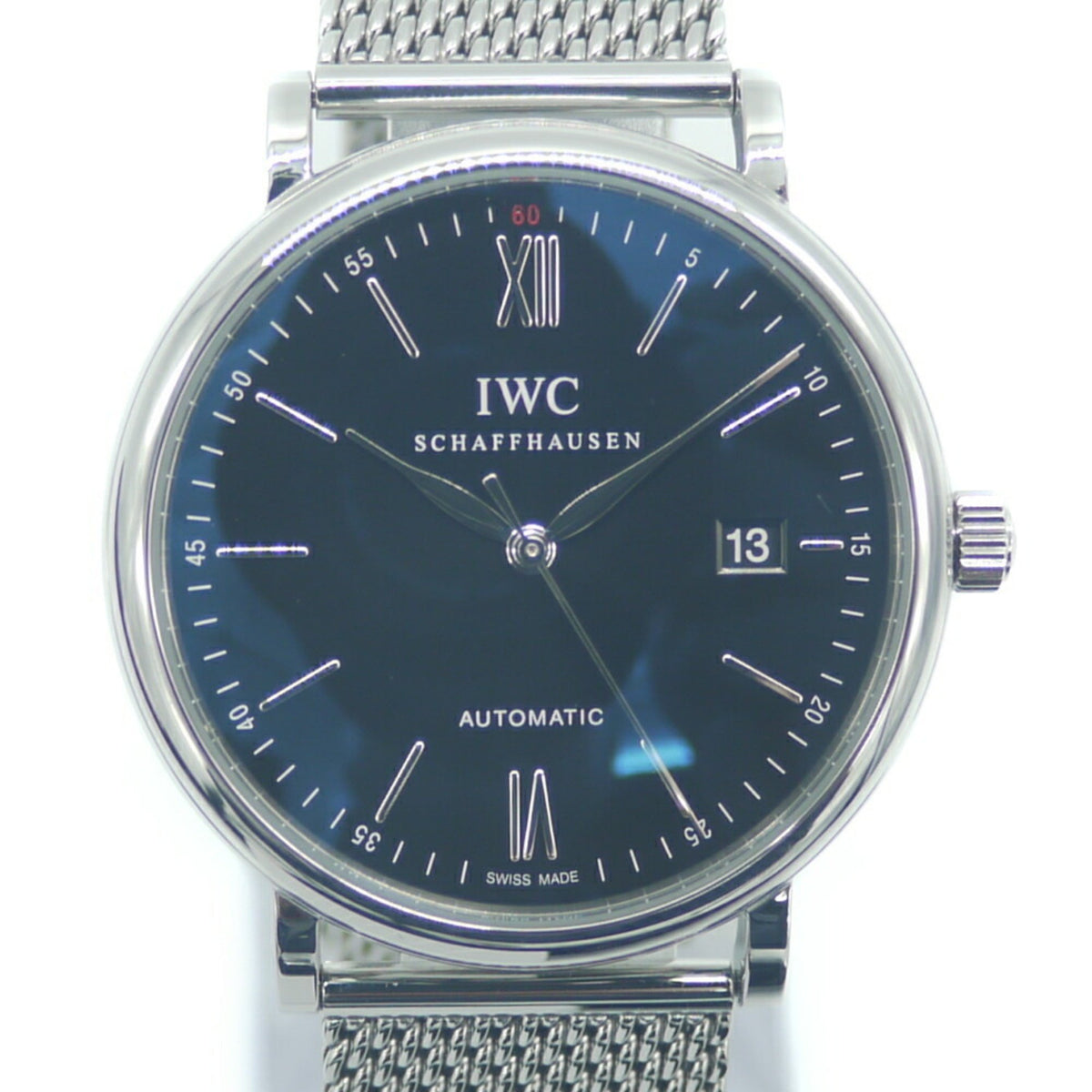 Montre-bracelet automatique d'occasion IWC International Watch Company Portofino IW356506 à cadran noir 