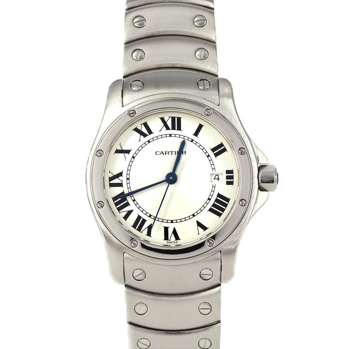 Pre-Owned Cartier Santos Round MM W20027K1 SS Quartz Watch