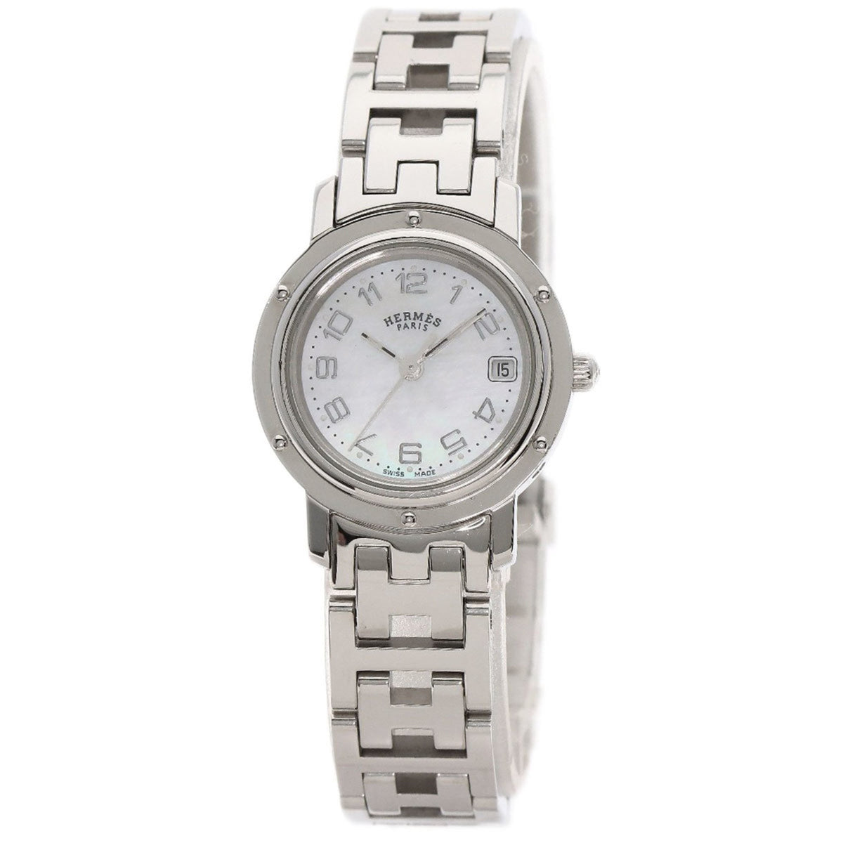 Pre-Owned Hermes CL4.210 Clipper Nacle Watch Stainless Steel SS Ladies HERMES