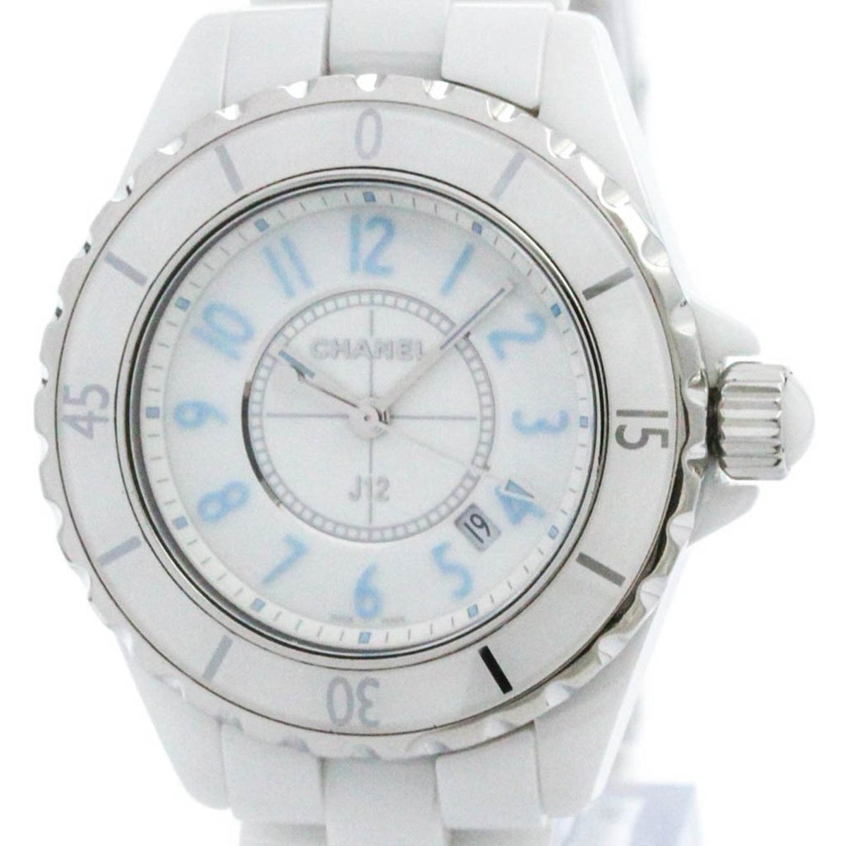 Pre-Owned Polished CHANEL J12 Blue Light LTD Edition Ceramic Ladies Watch H3826 BF574140