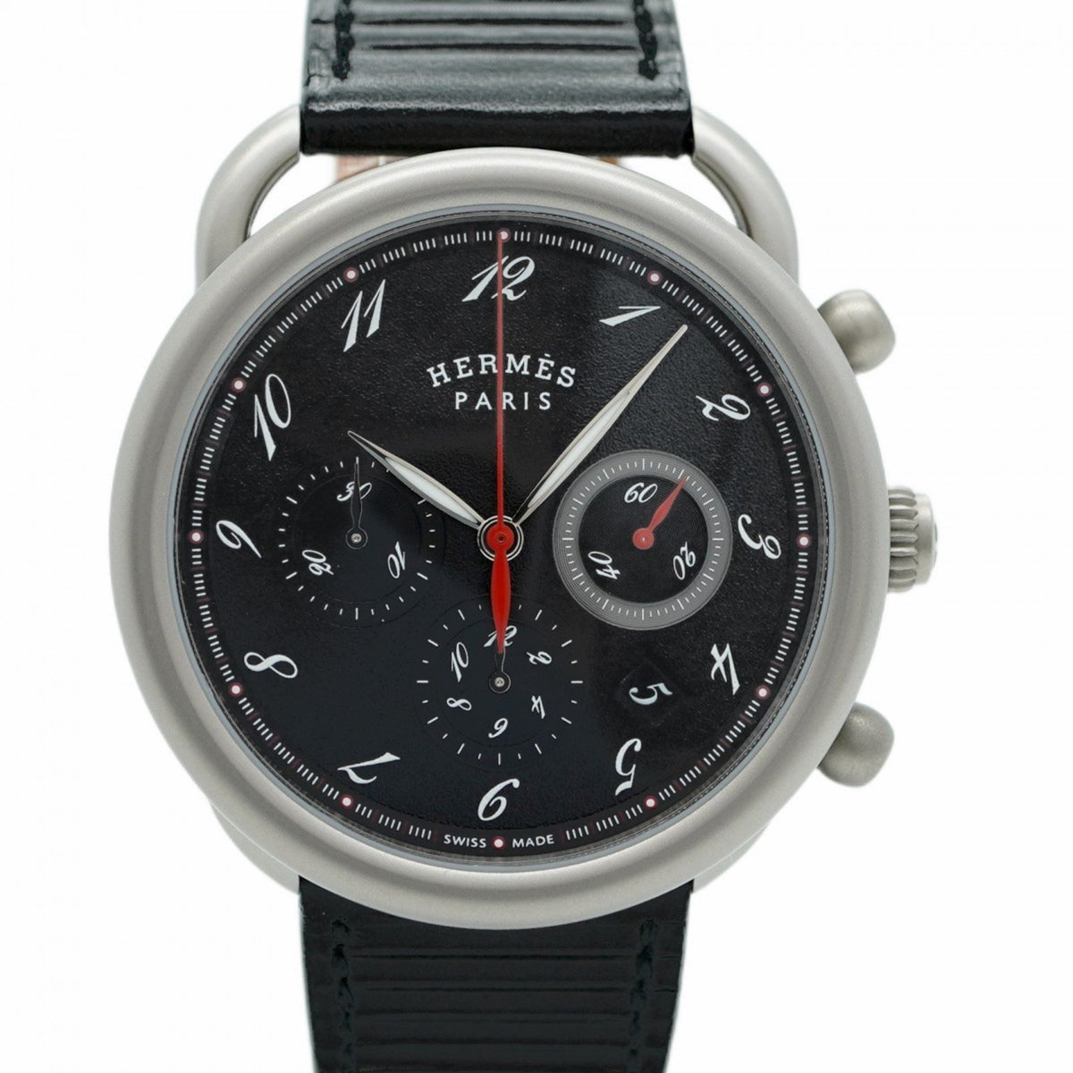 Pre-Owned Herm?s Arceau AR3.941 Black Dial Men's Watch