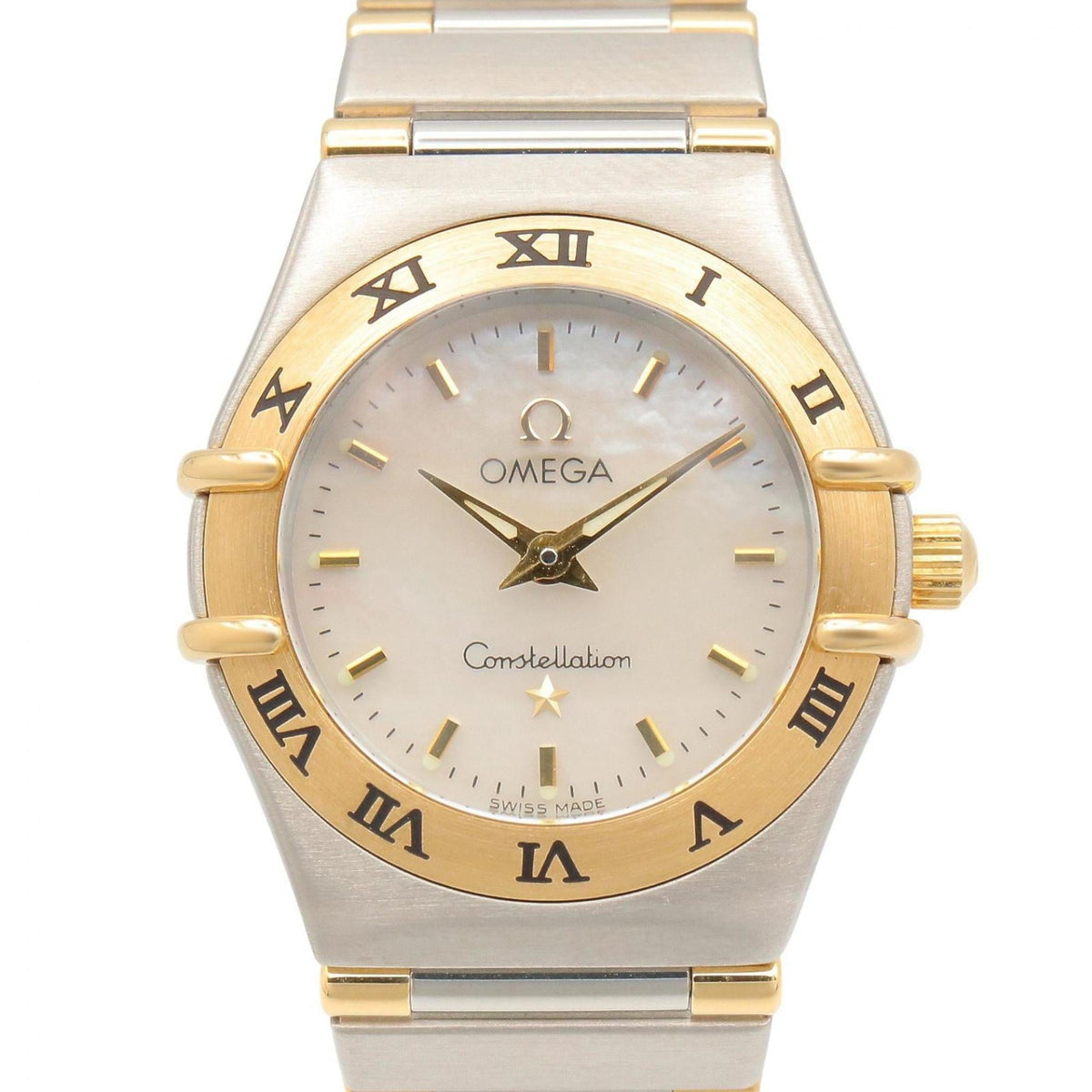 Pre-Owned Omega Constellation Mini Watch, 18K (Yellow Gold) Stainless Steel, Ladies', Gold Tone, White Mother-of-Pearl, 1362.70