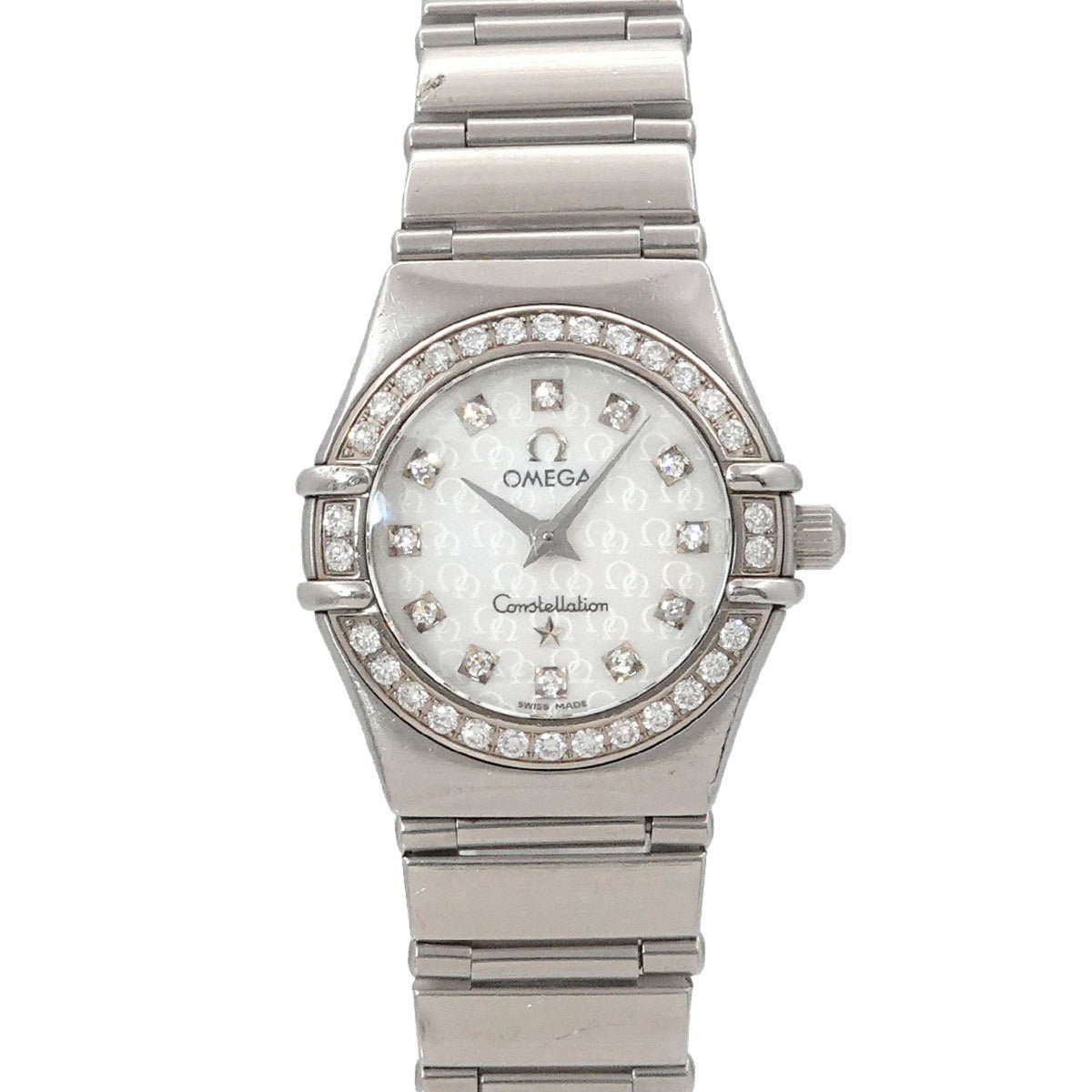 Pre-Owned OMEGA Constellation Mini 1460 75 50th Anniversary Model Diamond Bezel Women's Watch 12P White Shell Quartz
