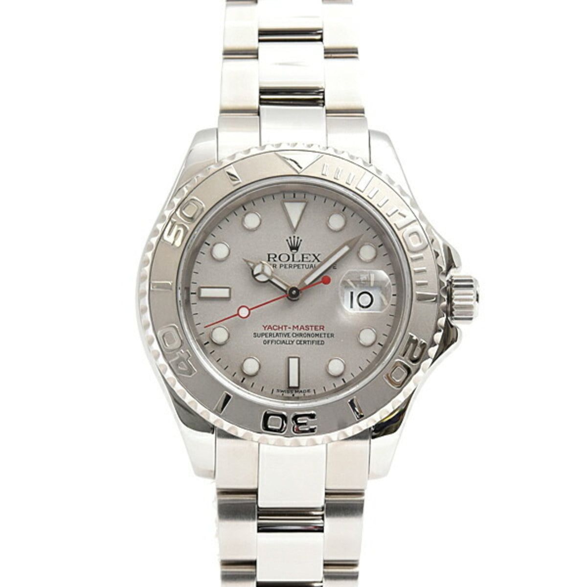 Pre-Owned Rolex Men's Yacht-Master Rolesium K Series Automatic Watch with Silver Dial, ROLEX 16622, Stainless Steel and PT