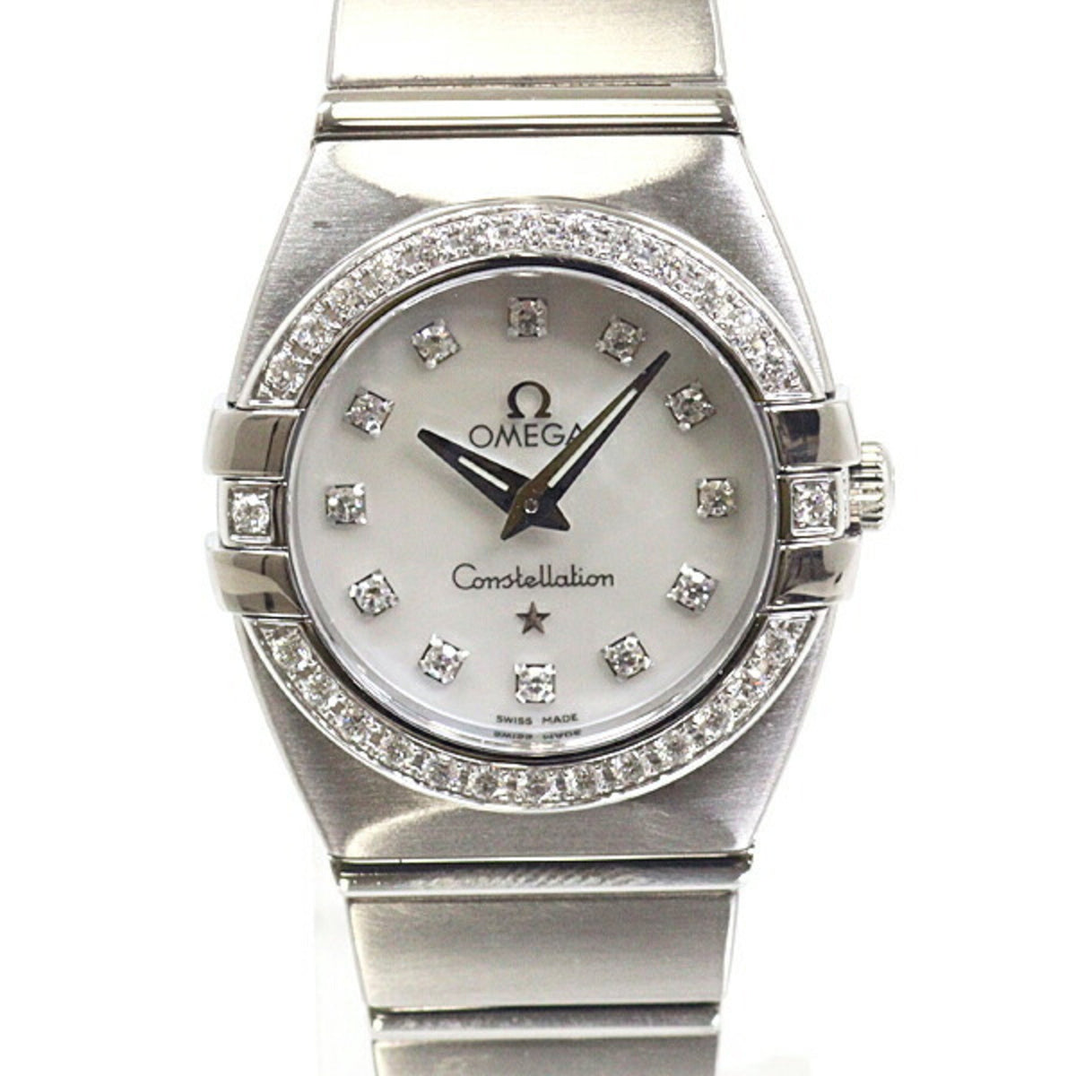 Pre-Owned OMEGA Constellation Ladies Watch 1589.75.00 White Shell Dial Quartz Finished