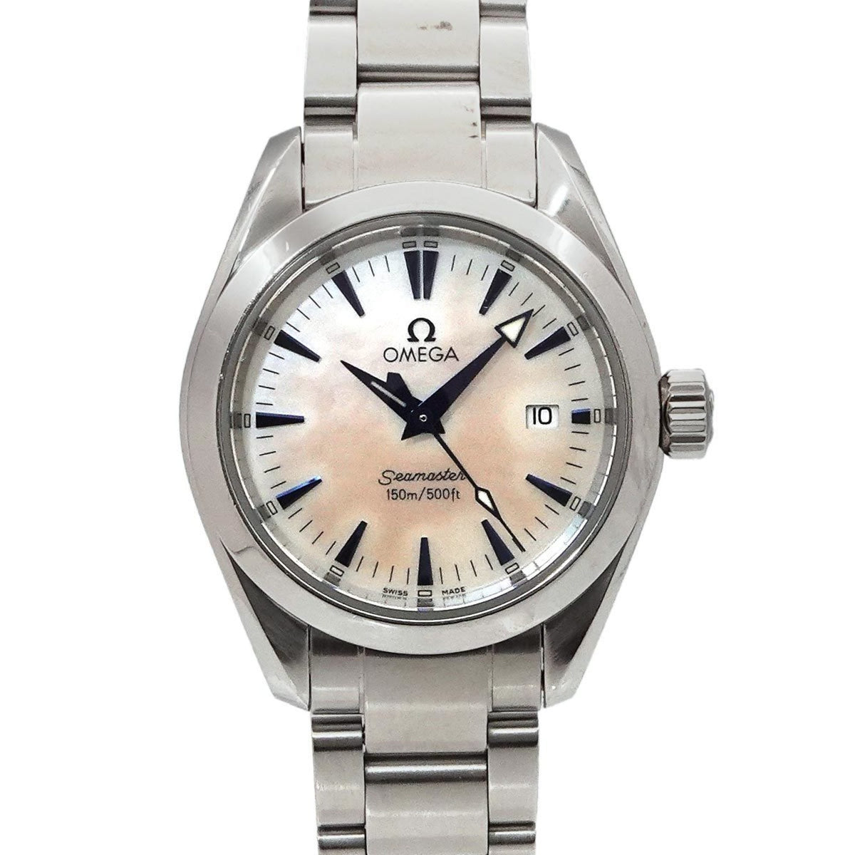 Pre-Owned OMEGA Seamaster Aqua Terra 2577 70 Women's Watch with Date Display, White Shell, Quartz Movement