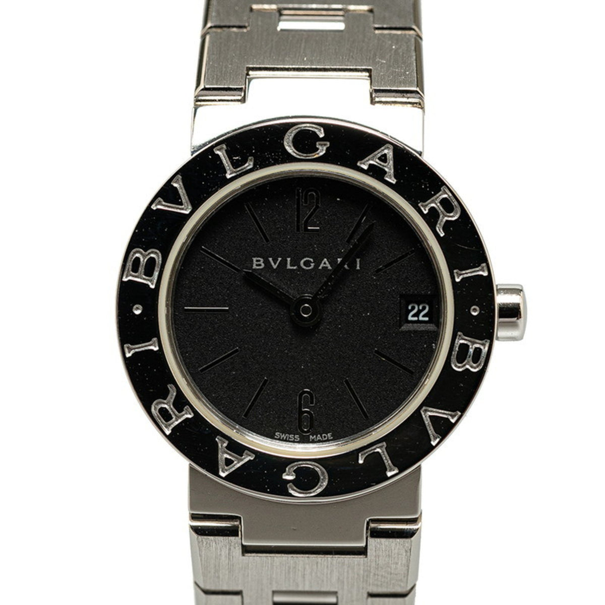 Pre-Owned BVLGARI Watch BB23SS Quartz Black Dial Stainless Steel Women's