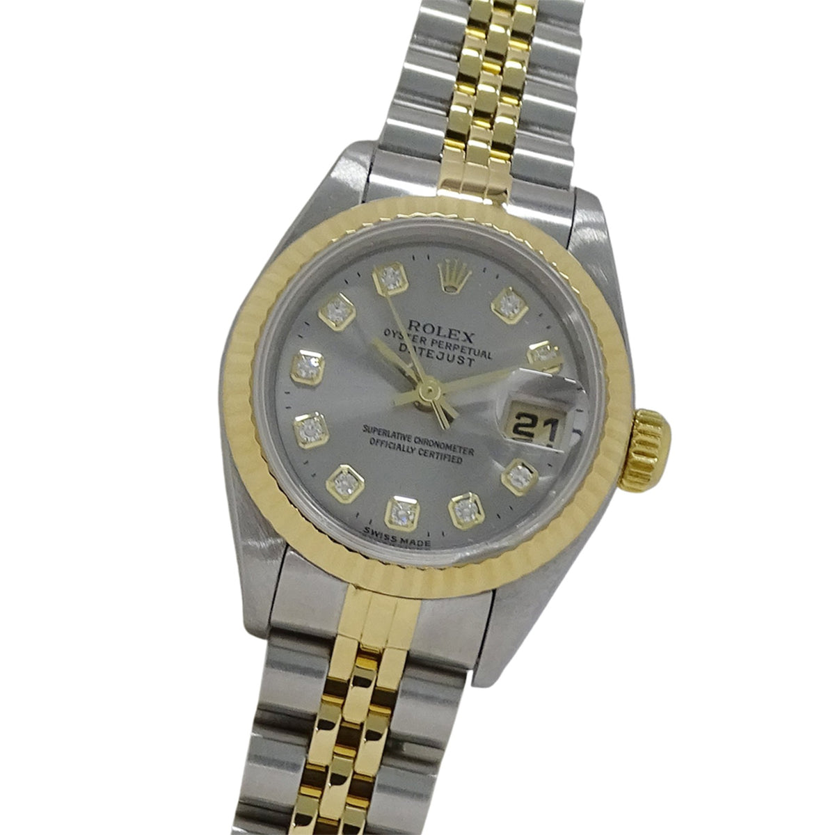 Pre-Owned Rolex Datejust 69173G T-series Women's Watch, 10 Diamonds, Automatic, Stainless Steel, Gold, Yellow Gray, Polished