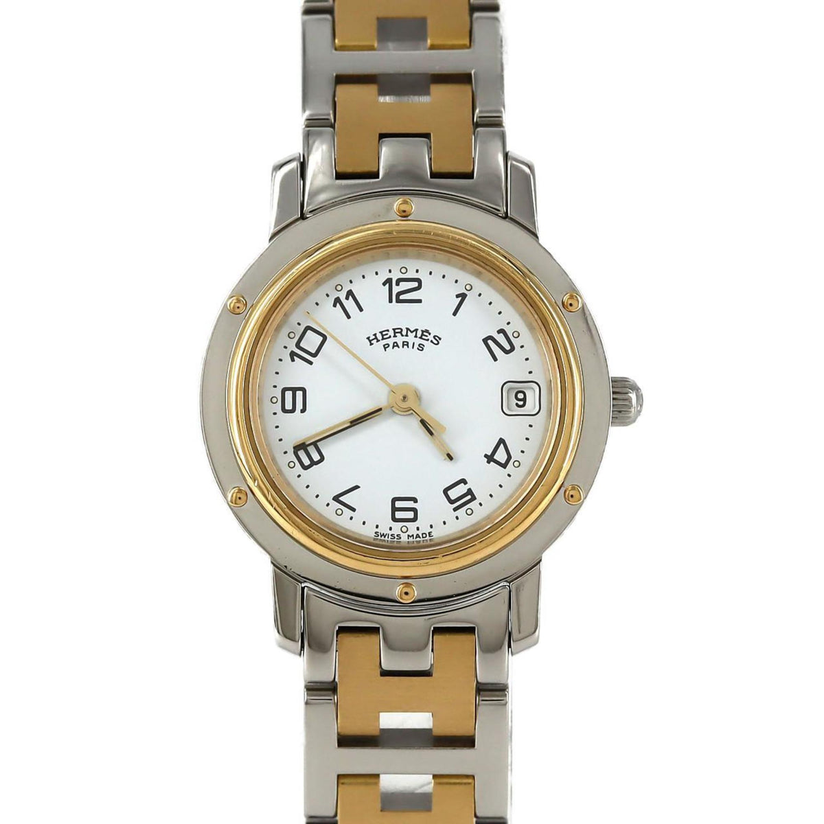 Pre-Owned Herm?s Clipper Two-tone CL4.220 SSxGP Quartz Watch