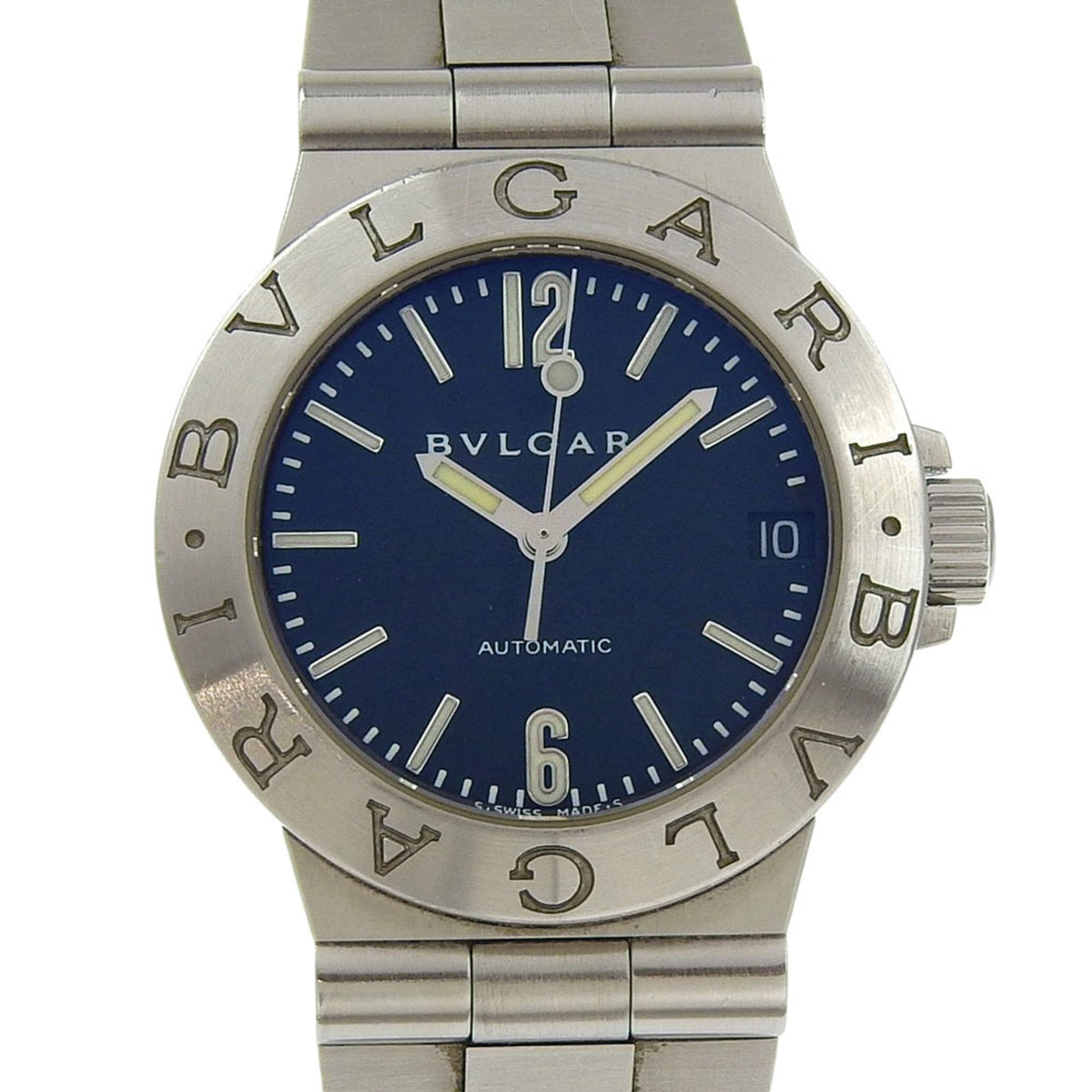 Pre-Owned Bvlgari Diagono Watch LCV29S Stainless Steel Automatic Analog Display Black Dial Women's